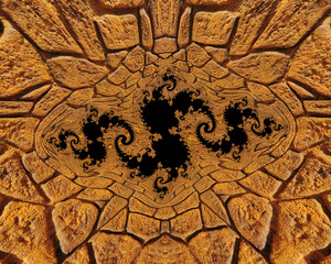 yellow gold cute cartoon cyclone pattern and creative julia set fractal design