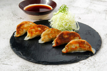 Freshly cooked Japanese food called Fried Gyoza