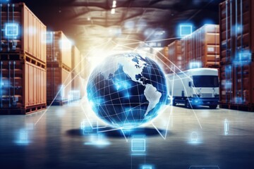 Abstract digital logistics delivery and transportation - obrazy, fototapety, plakaty