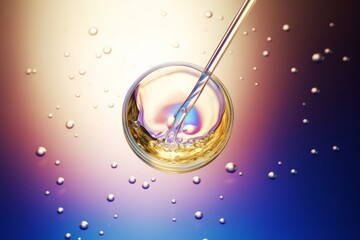 Cosmetic pipette with Cosmetic Essence oil Liquid drop with molecule on a Clean background, 3d rendering, Generative AI