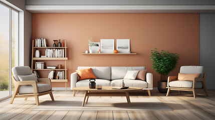 living room with minimalistic furniture and cleant lined furniture