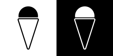 Ice cream line sign. Waffle cup ice cream illustration. Vector icon frozen dessert.