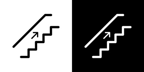 Downstairs or upstairs logo for any purposes. Up and down staircase. Stairs vector icon.