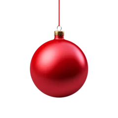 Fotobehang christmas ball hanging on a rope isolated on a white background © Nage