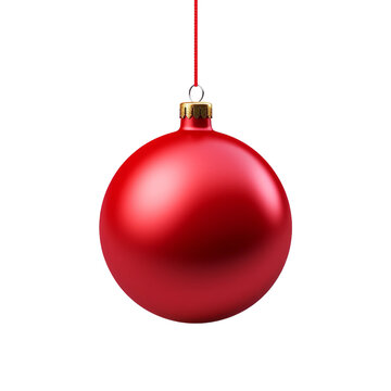christmas ball hanging on a rope isolated on a white background