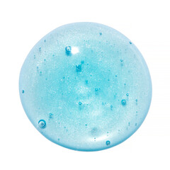 Blue lip gloss juicy texture isolated on white background. Smudged cosmetic product smear. Makup...