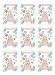 Happy birthday greeting card and party invitation templates, vector illustration