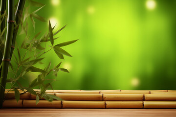 Green background with bamboo branches 3