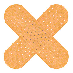 Fabric Plaster Strips. Bandage Adhesive Plaster, Cross Band Aid. 3D rendering isolated on transparent background