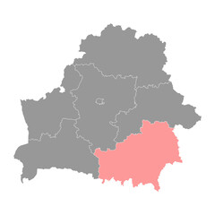 Gomel region map, administrative division of Belarus.
