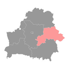 Mogilev region map, administrative division of Belarus.