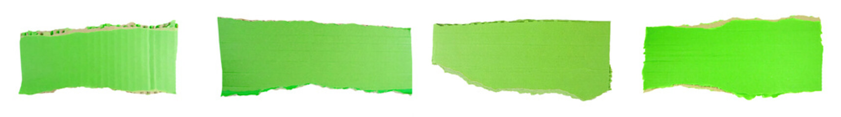 Obraz premium collection of blank ripped green torn cardboard piece, copy space for text , isolated on a transparent background. PNG, cutout, or clipping path 
