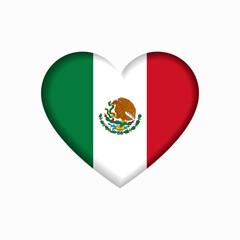Mexican flag heart-shaped sign. Vector illustration.