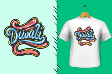 happy diwali colorful typography design