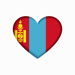 Mongolian flag heart-shaped sign. Vector illustration.