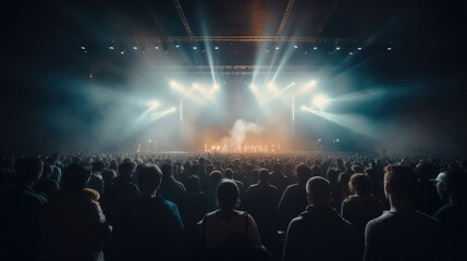 Fototapeta na wymiar Crowd of people watching concert, AI generated Image