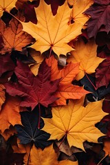 Vibrant Autumn Leaf Tapestry: Nature's Colorful Transition Captured in Detail. Generative AI