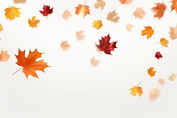 Floating Autumn Leaves: A Serene Dance of Seasonal Hues and Delicate Patterns. Generative AI