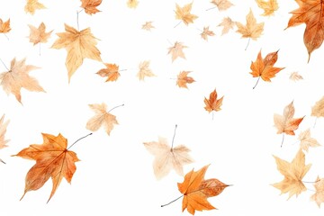 Fototapeta premium Floating Autumn Leaves: A Serene Dance of Seasonal Hues and Delicate Patterns. Generative AI