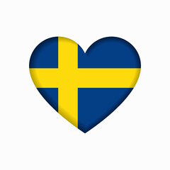 Swedish flag heart-shaped sign. Vector illustration.