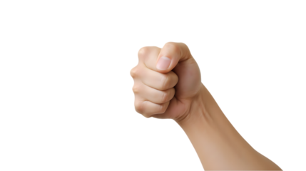 Woman's Fist on a White Background Isolated on Transparent or White Background, PNG
