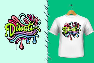 happy diwali colorful typography design