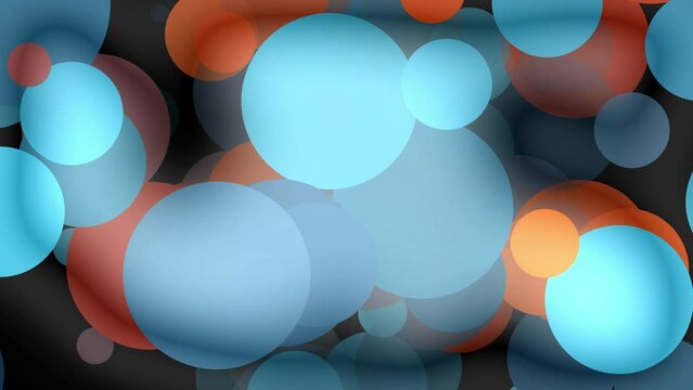 Animation of beautiful multicolors circles blue and orange on black background