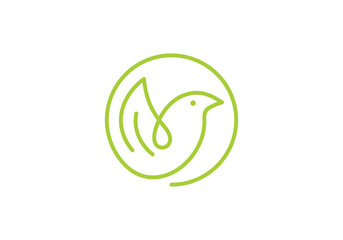 bird leaf logo design line art style vector illustration