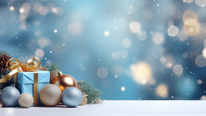 Christmas background with christmas baubles, gifts decoration - Xmas theme - 661396977