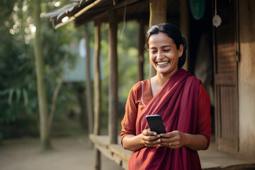  Empowered Bangladeshi Woman Sparking Village Connection - obrazy, fototapety, plakaty