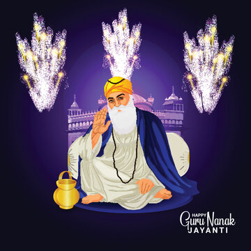 	
Guru nanak jayanti celebration card with golden temple