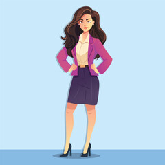 Fototapeta premium Beautiful business woman in a suit. Vector illustration in cartoon style