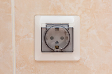 Socket for two-pin plug with cover