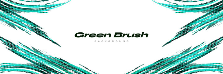 Abstract Green Brush Background with Halftone Effect. Sport Banner. Scratch and Texture Elements For Design