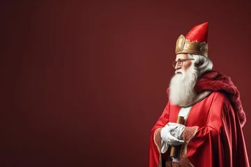 Fotobehang Sinterklaas 3d render with one color background and copy space, generative ai © Nia™