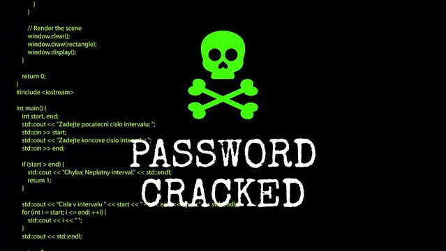 password cracked Notification glitch concept with code background