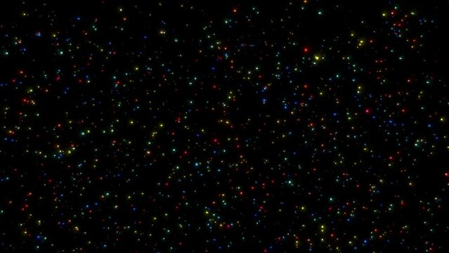 Falling Colorful Confetti Particles on black background