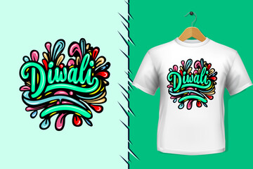 happy diwali colorful typography design