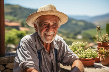 Fototapeta premium Longevity lifestyle. Senior person in a Mediterranean region living a lifestyle associated with increased healthspan, lifespan and well-being