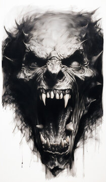 head of a vampire monster illustration - generative ai