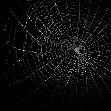 Spider web on black