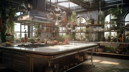 future kitchen decor theme inspired by the concept of "culinary adventure," with global cuisine influences