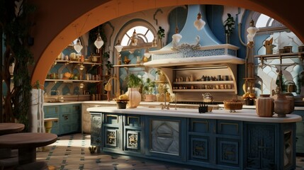 future kitchen decor theme inspired by the concept of "culinary adventure," with global cuisine influences