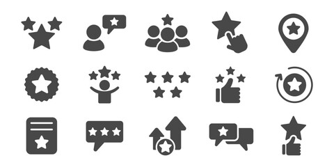 Benefits, award, winner, rating, rate star vector icon set - obrazy, fototapety, plakaty