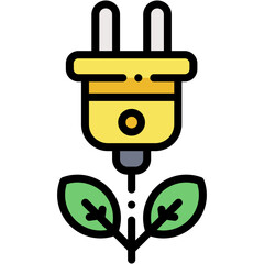 Vector Icon Eco Friendly, Plug, Energy, Electricity, Eco Energy, Sustainable Energy