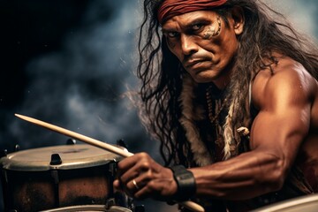 Closeup of a Man Playing Percussion.