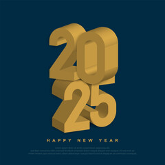2025 new year with golden number.