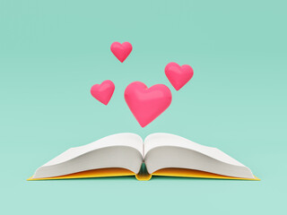 open book with hearts