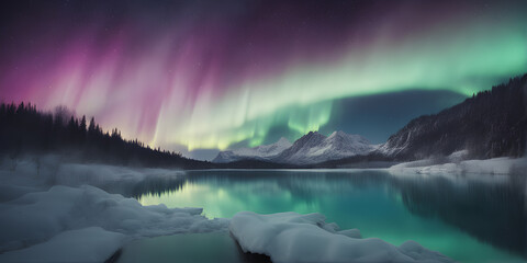 Naklejka premium Aurora light travel holiday or vacation concept and empty space for design