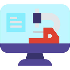 Fototapeta premium Vector Icon Computer, Virtual Lab, Experiment, Microscope, Education, Chemistry